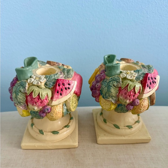 🍓6/$15🍓 Vintage Fruit Basket Candlestick Holders - Picture 4 of 6